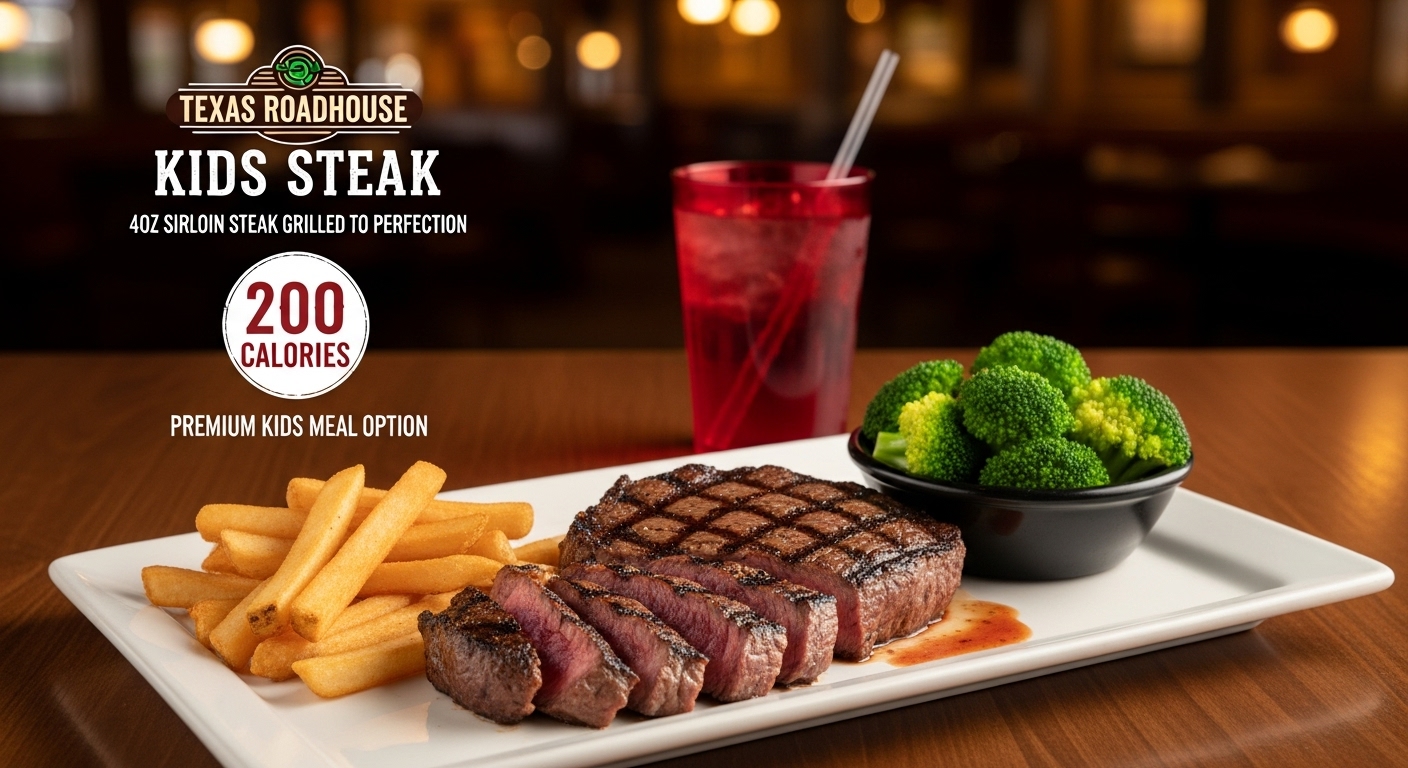 Texas Roadhouse Kids Steak - 4oz sirloin steak grilled to perfection for children
